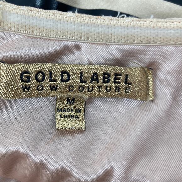 Gold Label Wow Couture Womens Tan Black Strapless Bodycon Dress Size M - Picture 3 of 11